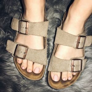 rose gold tan birkenstocks